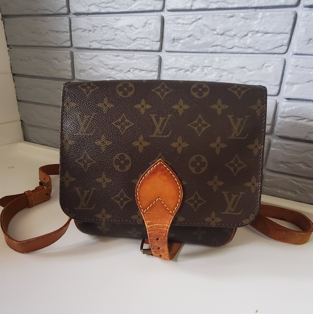 Louis Vuitton Brown Monogram Canvas Crossbody Bag with Tan Leather Trim